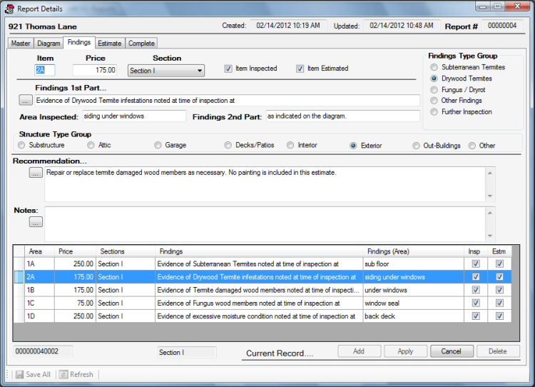 Screen Shot - ProWDO - Structural Pest Control Software
