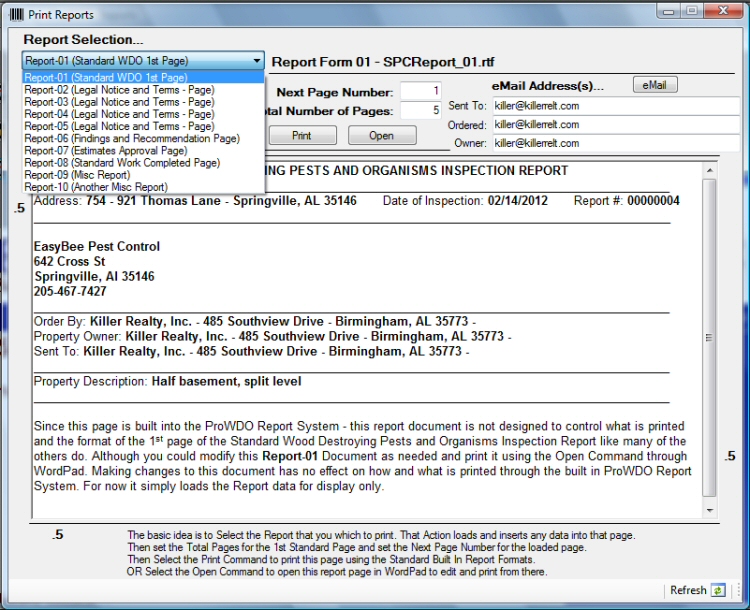 Screen Shot - ProWDO - Structural Pest Control Software