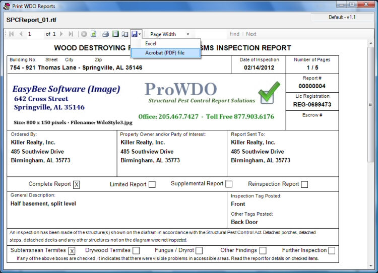 Screen Shot - ProWDO - Structural Pest Control Software