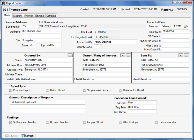 Screen Shot - ProWDO - Structural Pest Control Software